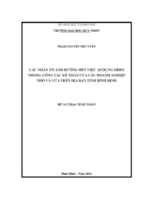 Các nhân tố ảnh hưởng đến việc áp dụng hđđt trong công tác kế toán của các doanh nghiệp nhỏ và vừa trên địa bàn tỉnh bình định