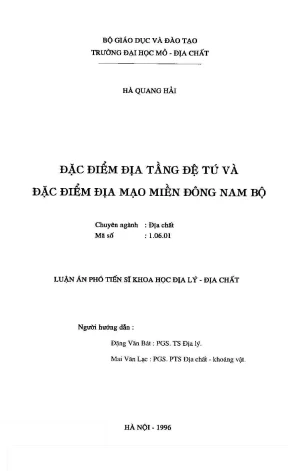 Đặc điểm địa tầng đệ tứ và đặc điểm địa mạo miền đông nam bộ