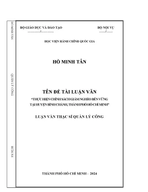 Thực hiện chính sách giảm nghèo bền vững tạihuyện bình chánh thành phố hồ chí minh