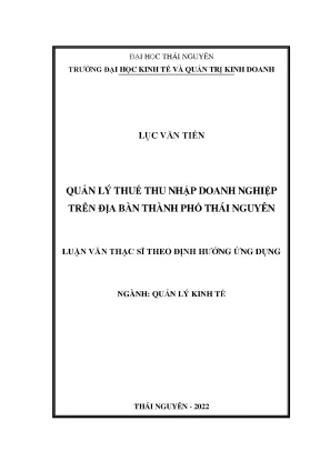 Quản lý thuế thu nhập doanh nghiệp trên địa bàn thành phố thái nguyên