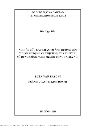 Nghiên ứu các nhân tố ảnh hưởng đến ý định sử dụng các dịch vụ của thiết bị sử dụng công nghệ m2m di động tại hà nội