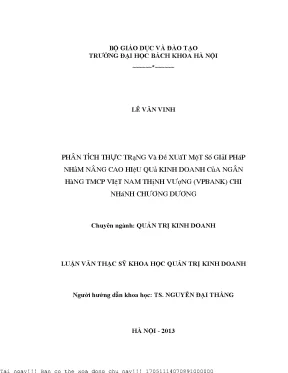 Phân tíh thực trạng và đề xuất một số giải pháp nhằm nâng cao hiệu quả kinh doanh của ngân hàng tmcp việt nam thịnh vượng vpbank chi nhánh chương dương