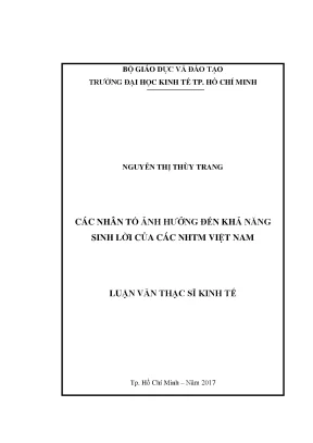 Luận văn thạc sĩ các nhân tố ảnh hưởng đến khả năng sinh lời của các nhtm việt nam