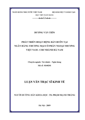 Phát triển hoạt động bán buôn tại ngân hàng thương mại cổ phần ngoại thương việt nam chi nhánh hà nam
