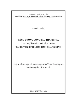 Tăng cường công tác thanh tra dự án đầu tư xây dựng huyện bình liêu tỉnh quảng ninh