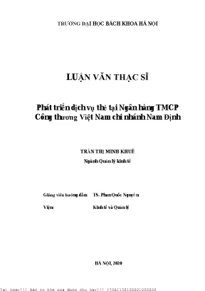 Phát triển dịh vụ thẻ tại ngân hàng tmcp công thương việt nam hi nhánh nam định