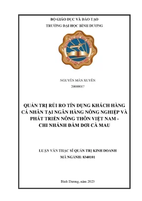 Quản trị rủi ro tín dụng khách hàng cá nhân tại ngân hàng nông nghiệp và phát triển nông thôn việt nam chi nhánh đầm dơi cà mau