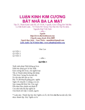Luận kinh kim cương bát nhã ba la mật tập 25 thích kinh luận bộ số 1510b 3 quyển kim cương bát nhã ba la mật kinh luận vô trước bồ tát tạo tùy đạt ma cấp đa dịch nguyên huệ việt dịch điểm cao