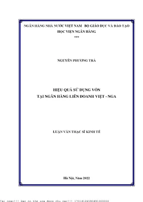 Hiệu quả sử dụng vốn tại ngân hàng liên doanh việt nga