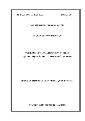 Tạo động lực làm việc cho viên chức tại học viện cán bộ thành phố hồ chí minh