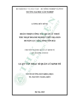 Hoàn thiện công tác quản lý thuế thu nhập doanh nghiệp trên địa bàn huyện lục yên tỉnh yên bái