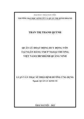 Quản lý hoạt động huy động vốn tại ngân hàng tmcp ngoại thương việt nam chi nhánh quảng ninh