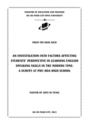 An investigation into factors affecting students perspective in learning speaking skills in the modern time a survey at phu hoa high school