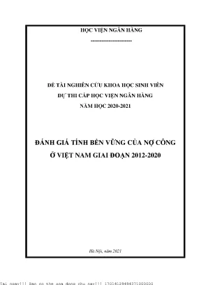 Đánh giá tính bền vững của nợ công ở việt nam giai đoạn 2012 2020
