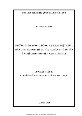 Những điểm tương đồng và khác biệt giữa dân chủ xã hội chủ nghĩa và dân chủ tư sản ý nghĩa đối với việt nam hiện nay