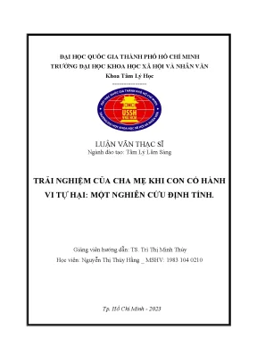 Trải nghiệm của cha mẹ khi có con có hành vi tự hại một nghiên cứu định tính