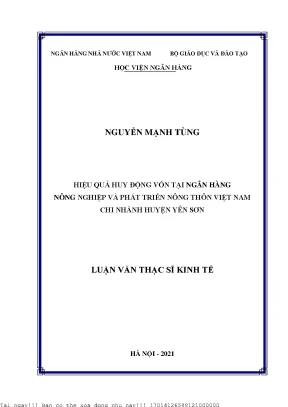 Hiệu quả huy động vốn tại ngân hàng nông nghiệp và phát triển nông thôn việt nam chi nhánh huyện yên sơn