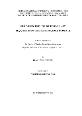 Errors in the use fomulaic sequences by english major student