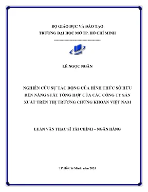 Nghiên cứu sự tác động của hình thức sở hữu đến năng suất tổng hợp của các công ty sản xuất trên thị trường chứng khoán việt nam