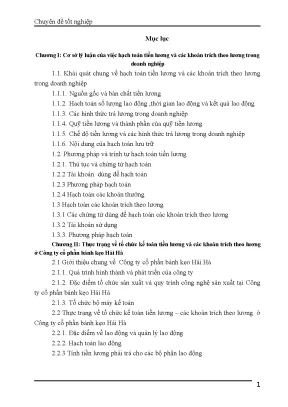 Luận văn tốt nghiệp kế toán tiền lương và các khoản trích theo lương ở công ty cổ phần bánh kẹo hải hà