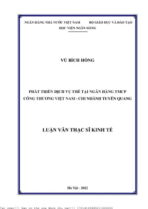 Phát triển dịch vụ thẻ của ngân hàng tmcp công thương việt nam chi nhánh tuyên quang