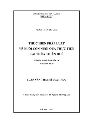 Thực hiện pháp luật về nuôi con nuôi qua thực tiễn tại thừa thiên huế