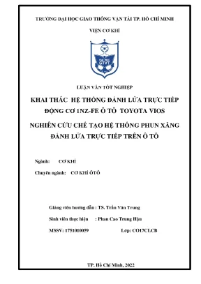 Khai thác hệ thống đánh lửa trực tiếp động cơ 1nzfe ô tô toyota vios nghiên cứu chế tạo hệ thống phun xăng đánh lửa trực tiếp trên ô tô