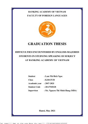 Difficulties encountered by english majored students in studying speaking iii subject at banking academy of vietnam