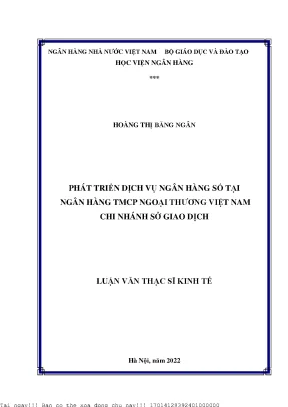 Phát triển dịch vụ ngân hàng số tại ngân hàng thương mại cổ phần ngoại thuơng việt nam chi nhánh sở giao dịch