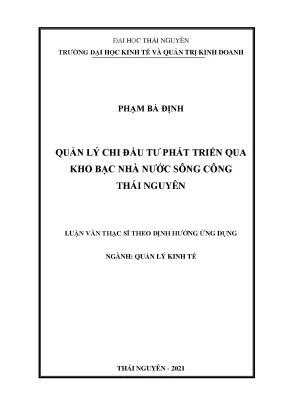Quản lý chi đầu tư phát triển qua kho bạc nhà nước sông công thái nguyên