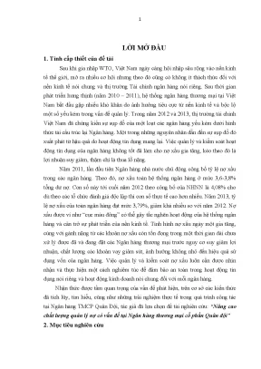 Nâng cao chất lượng quản lý nợ có vấn đề tại ngân hàng thương mại cổ phần quân đội