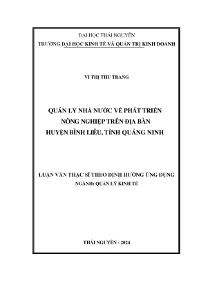 Quản lý nhà nước về phát triển nông nghiệp trên địa bàn huyện bình liêu tỉnh quảng ninh