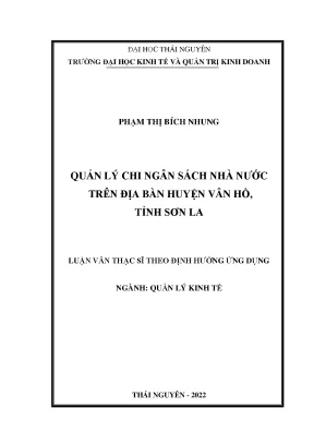 Quản lý chi ngân sách nhà nước trên địa bàn huyện vân hồ tỉnh sơn la