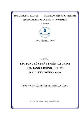 Tác động của phát triển tài chính đến tăng trưởng kinh tế ở khu vực đông nam á