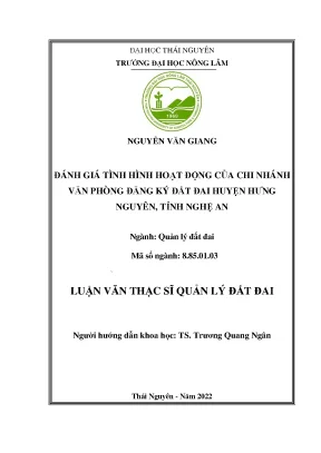 Đánh giá tình hình hoạt động của chi nhánh văn phòng đăng ký đất đai huyện hưng nguyên tỉnh nghệ an