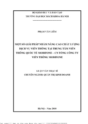 Một số giải pháp nhằm nâng ao chất lượng dịch vụ viễn thông tại trung tâm viễn thông quốc tế mobifone cn tổng công ty viễn thông mobifone
