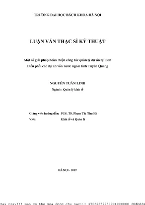 Một số giải pháp hoàn thiện ông tá quản lý dự án tại ban điều phối á dự án vốn nướ ngoài tỉnh tuyên quang