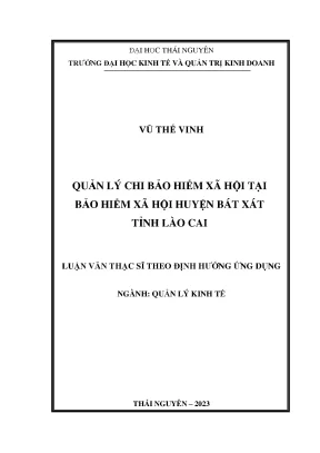 Quản lý chi bảo hiểm xã hội tại bảo hiểm xã hội huyện bát xát tỉnh lào cai