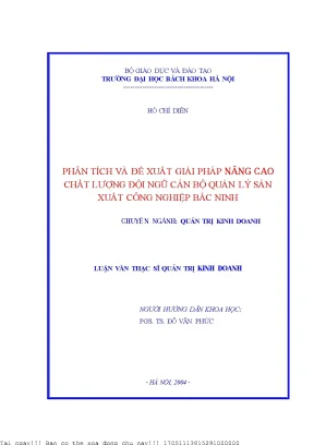 Phân tíh và đề xuất giải pháp nâng cao chất lượng đội ngũ quản lý sản xuất công nghiệp bắc ninh