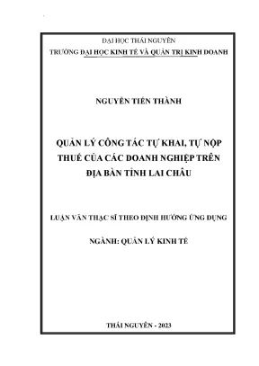 Quản lý công tác tự khai tự nộp thuế của các doanh nghiệp trên địa bàn tỉnh lai châu