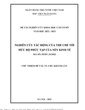 Nghiên cứu tác động của thể chế tới mức độ phức tạp của nền kinh tế