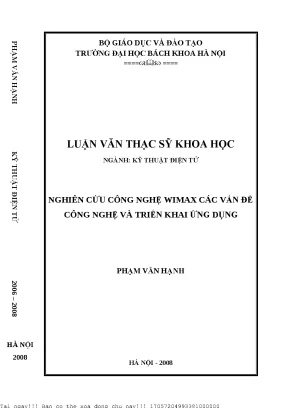 Nghiên ứu công nghệ wimax các vấn đề công nghệ và triển khai ứng dụng