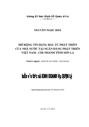 Mở rộng tín dụng đầu tư phát triển của nhà nước tại ngân hàng phát triển việt nam chi nhánh tỉnh sơn la