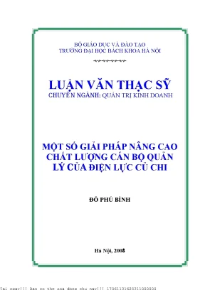Một số giải pháp nâng ao hất lượng án bộ quản lý ủa điện lự củ chi