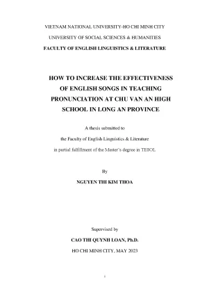 How to increase the effectivenesss of english songs in teaching pronunciation at chu van an high school long an province
