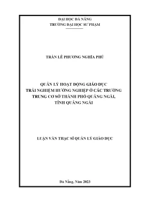 Quản lý hoạt động giáo dục trải nghiệm hướng nghiệp ở các trường trung cơ sở thành phố quảng ngãi tỉnh quảng ngãi