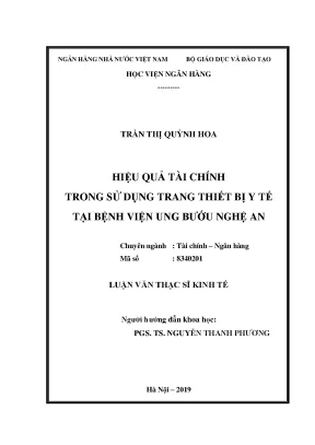 Hiệu quả tại chính trong sử dụng trang thiết bị y tế tại bệnh viện ung bướu nghệ an
