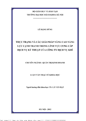 Thự trạng và các giải pháp nâng cao năng lực cạnh tranh trong lĩnh vực cung cấp dịch vụ kỹ thuật của công ty dịch vụ khí