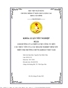 Ảnh hưởng của chiến lược công ty đến cấu trúc vốn của các doanh nghiệp niêm yết trên thị trường chứng khoán việt nam