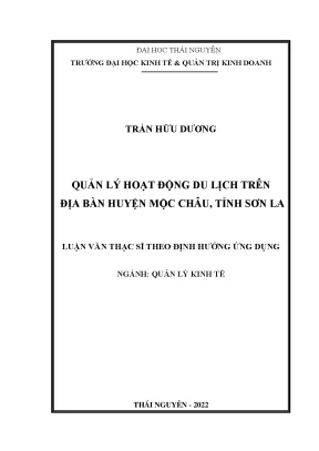 Quản lý hoạt động du lịch trên địa bàn huyện mộc châu tỉnh sơn la
